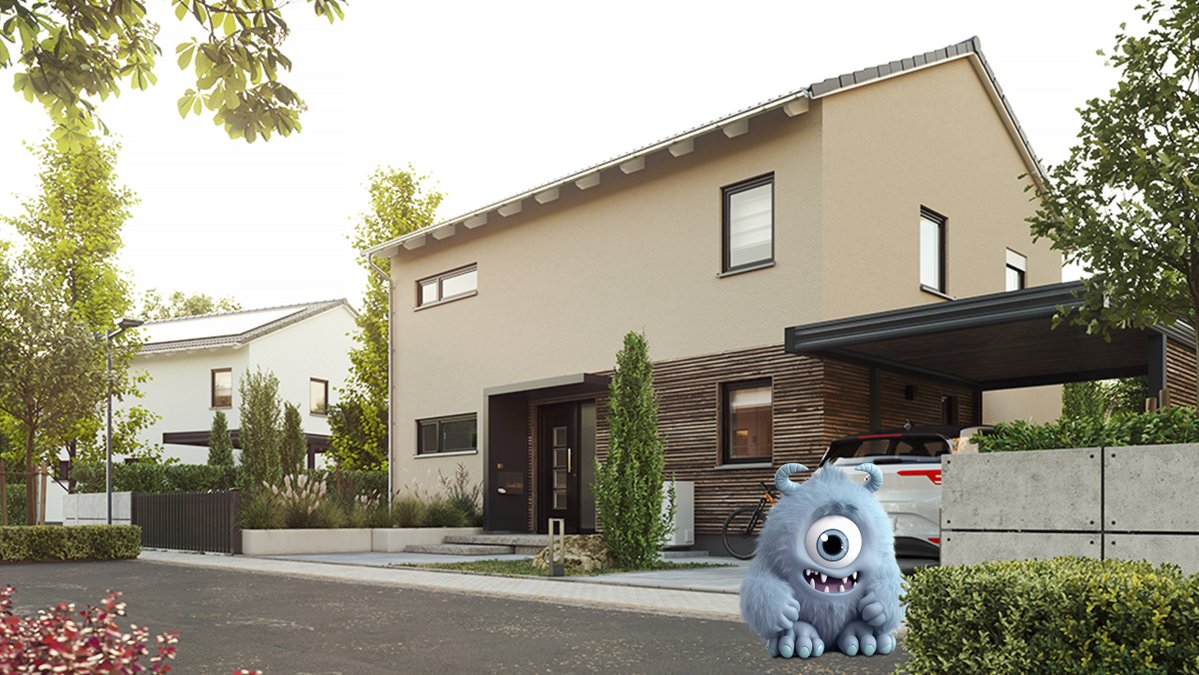 Flair 152 RE mit Satteldach und Ratenfresser Tiny davor